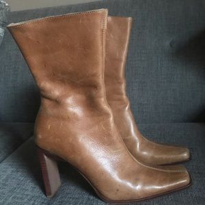 Steve Madden Square Toe Tan leather Boots 8.5